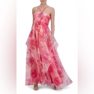 Eliza J Floral A-Line Chiffon Gown